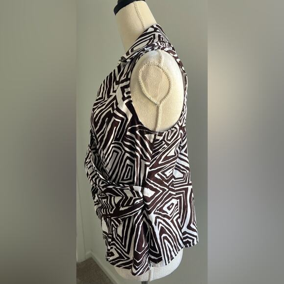 Jones New York Stretch Sleeveless Ruched Side Wrap Pull Over Blouse Shirt Sz L - Picture 3 of 10